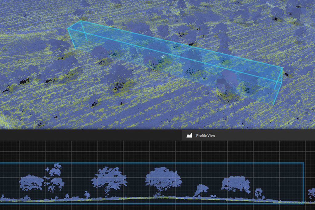 Perfil transversal de nuvem LiDAR – Terreno vs. Vegetação Perfil transversal de nuvem LiDAR – Terreno vs. Vegetação